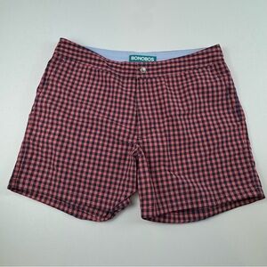 Bonobos Swim Trunks Men 32 Pink Blue Gingham Plaid Check Lined